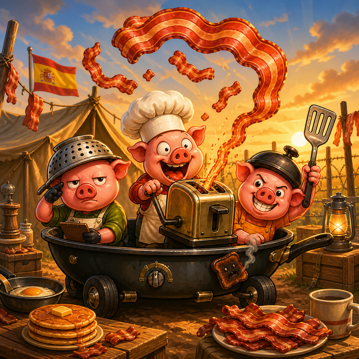 The Bacon Squad at its outdoor breakfast command post